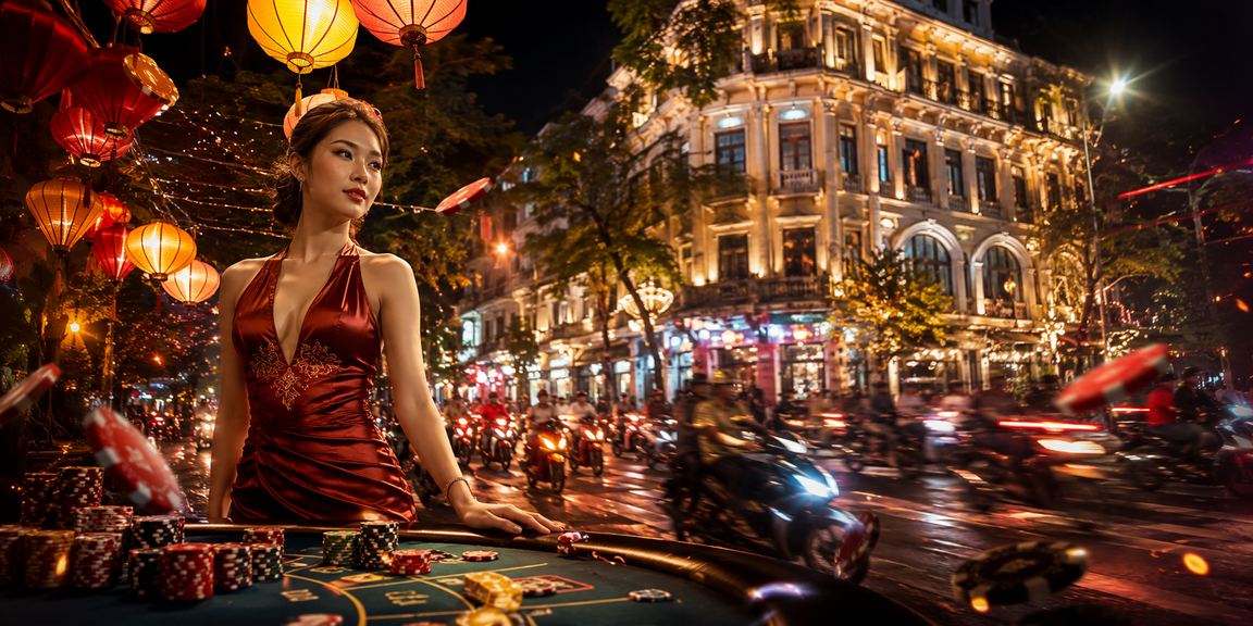 Cảnh chợ đêm Hà Nội với người dùng sử dụng điện thoại truy cập nền tảng cá cược
