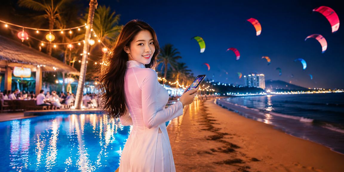 Người dùng tại Mũi Né xem phân tích kèo thể thao trên điện thoại di động buổi chiều