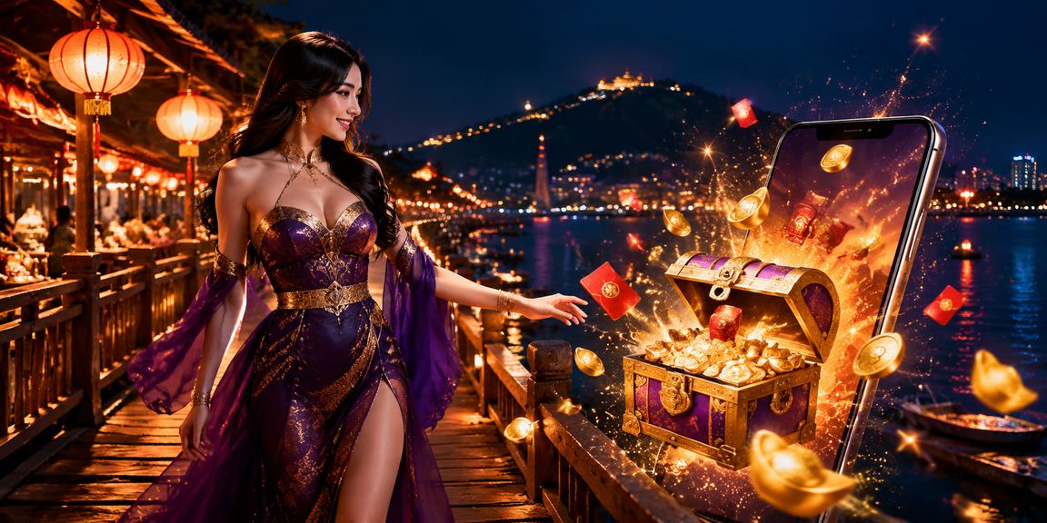 Chợ đêm Vũng Tàu với bao lì xì đỏ và không khí lễ hội, biểu tượng thưởng và may mắn